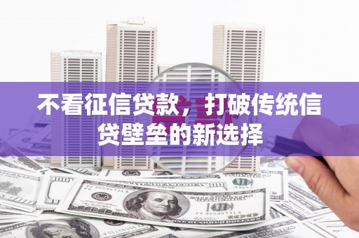 大村不看征信贷款，打破传统信贷壁垒的新选择