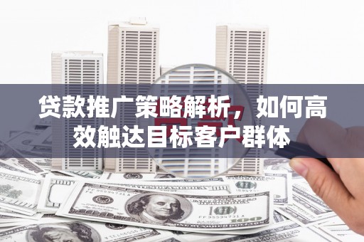 大村贷款推广策略解析，如何高效触达目标客户群体