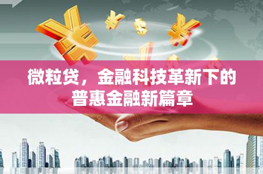 大村微粒贷，金融科技革新下的普惠金融新篇章